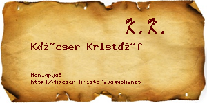 Kácser Kristóf névjegykártya